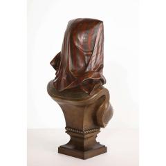 An Exquisite French Multi Patinated Orientalist Bronze Bust of Saida by Rimbez - 1313513