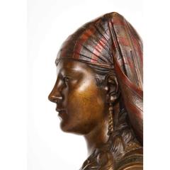 An Exquisite French Multi Patinated Orientalist Bronze Bust of Saida by Rimbez - 1313516