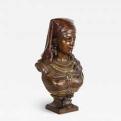 An Exquisite French Multi Patinated Orientalist Bronze Bust of Saida by Rimbez - 1314140