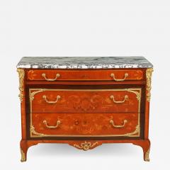 An Exquisite French Ormolu Mounted Mahogany Parquetry Marble Top Commode C 1870 - 2710068