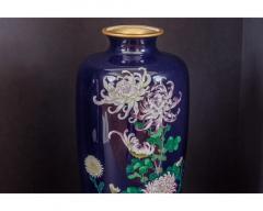 An Exquisite Pair Of Japanese Cloisonn Enamel Vases with Chrysanthemum Blossoms - 3470661