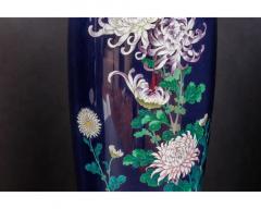 An Exquisite Pair Of Japanese Cloisonn Enamel Vases with Chrysanthemum Blossoms - 3470665