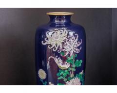 An Exquisite Pair Of Japanese Cloisonn Enamel Vases with Chrysanthemum Blossoms - 3470667