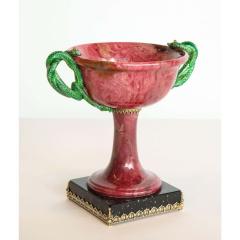 An Exquisite Silver Marble Diamond Mounted Rhodonite Bowl with Snake Handles - 1313545