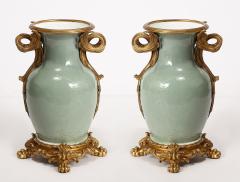 An Important Pair of French Ormolu Mounted Chinese Celadon Glazed Urns - 3429217