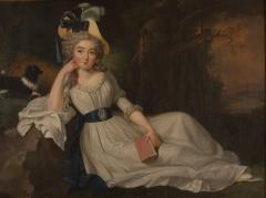 An Interesting Portrait Of A Fashionable Lady With Dog - 155023