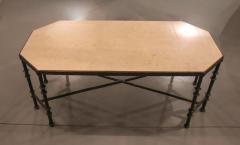 An Iron Coffee Table with Limestone Top USA circa 2000 - 4793448