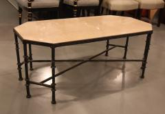An Iron Coffee Table with Limestone Top USA circa 2000 - 4793449