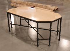An Iron Coffee Table with Limestone Top USA circa 2000 - 4793450