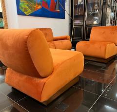 An Italian 1970s Large 4 seater sectional sofa in burnt orange velvet - 2831186