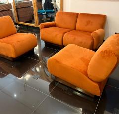 An Italian 1970s Large 4 seater sectional sofa in burnt orange velvet - 2831189