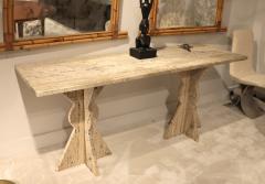 An Italian 1970s Travertine Console Center Table - 3904566