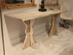 An Italian 1970s Travertine Console Center Table - 3904568