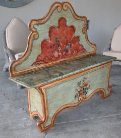 An Italian Baroque Style Hand painted Pine Highback Blanket Bench - 3235170