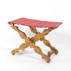 An Italian Elaborately Carved Giltwood X Frame Stool Circa 1780  - 3018783