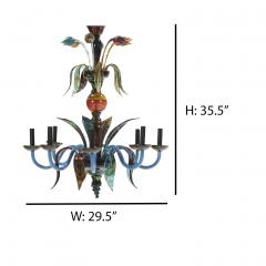 An Italian Multi Color Murano Glass 8 arm Chandelier C 1985  - 4307544