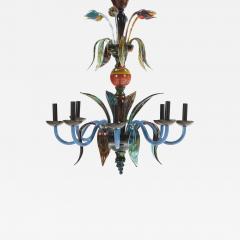 An Italian Multi Color Murano Glass 8 arm Chandelier C 1985  - 4311106