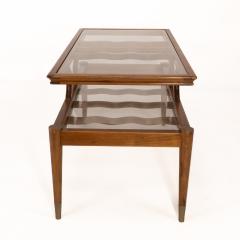 An Italian Teak Two Tier Coffee Table with Wavy Glass Supports - 4182573