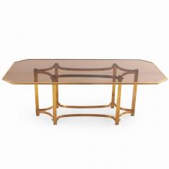 An Italian brass and smoked glass dining table C 1970  - 4137474