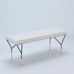 An Italian contemporary metal and brass bench with white upholstered seat  - 2915482