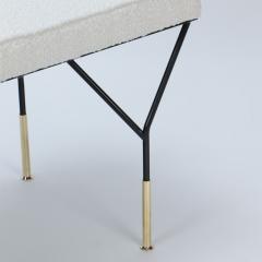 An Italian contemporary metal and brass bench with white upholstered seat  - 2915483