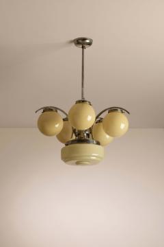 An Italian metal and glass art deco chandelier 1940s - 4402051