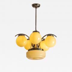 An Italian metal and glass art deco chandelier 1940s - 4402249