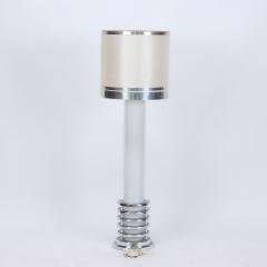 An Italian mid century modern floor lamp in polished chrome and opaline glass - 2427749