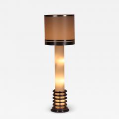 An Italian mid century modern floor lamp in polished chrome and opaline glass - 2429552