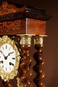 An Original Antique Rosewood and Lemon Wood Inlayed French Portico Clock - 3264787