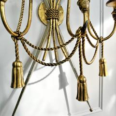 An Outstanding 1950s Italian Cross Sword and Gilt Rope Tassel Wall Light - 3465683