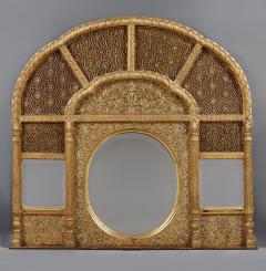 An Overmantel Mirror With Panels Of Mughal Inspired Carved Geometric Tracery - 700944