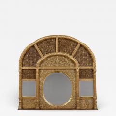 An Overmantel Mirror With Panels Of Mughal Inspired Carved Geometric Tracery - 701372