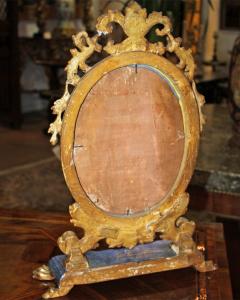 An Ovoid 18th Century Polychrome and Parcel Gilt Luccan Vanity Mirror  - 3340597