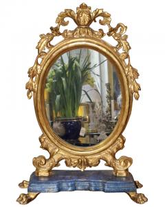 An Ovoid 18th Century Polychrome and Parcel Gilt Luccan Vanity Mirror  - 3340621