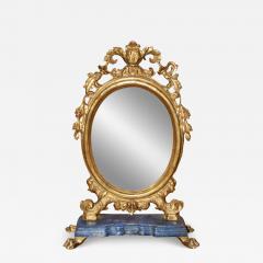 An Ovoid 18th Century Polychrome and Parcel Gilt Luccan Vanity Mirror  - 3342814