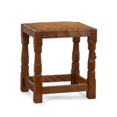 An adze cut Mouseman oak four legged stool - 3779621