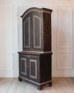 An antique Swedish two piece cupboard in black and grey - 4564452