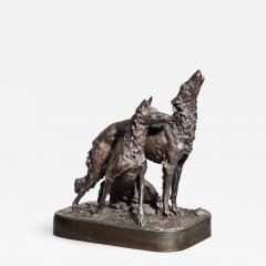 An attractive patinated bronze group of two hounds by Mark Thomas - 1105161