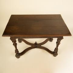 An early Italian turned legs walnut table one drawer circa 1850 - 2129187