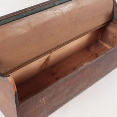 An early nineteenth century paint decorated wood lift lid storage bench  - 3050144