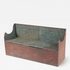 An early nineteenth century paint decorated wood lift lid storage bench  - 3052347