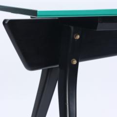 An ebonized wood glass top console table circa 1950  - 2303694