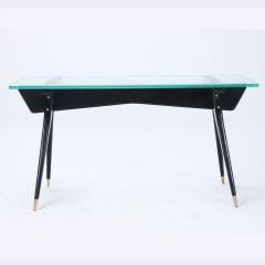 An ebonized wood glass top console table circa 1950  - 2303695