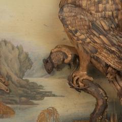 An exceptional straw work diorama of an owl and kingfisher - 3428868