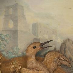 An exceptional straw work diorama of an owl and kingfisher - 3428869