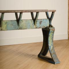 An imposing 19th Century French iron Industrial console table with slate top - 1886262