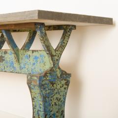 An imposing 19th Century French iron Industrial console table with slate top - 1886280