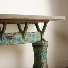 An imposing 19th Century French iron Industrial console table with slate top - 1886310