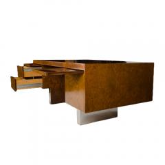 An imposing Mid Century burl wood and chrome executive desk by Pace circa 1970 - 1832681